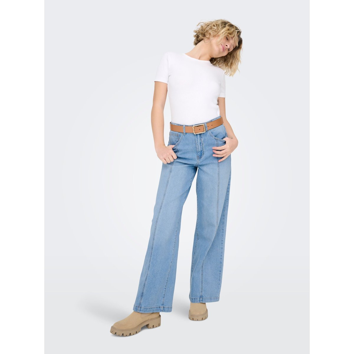 Jean À Jambe Large light blue denim, ONLY