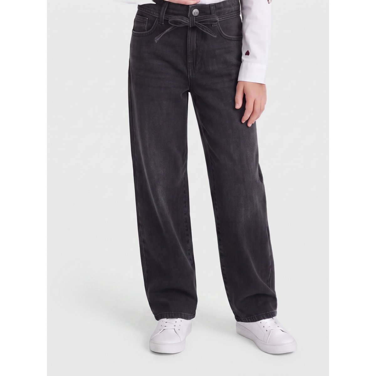 Jean Coupe Droite washed black, KIDS ONLY