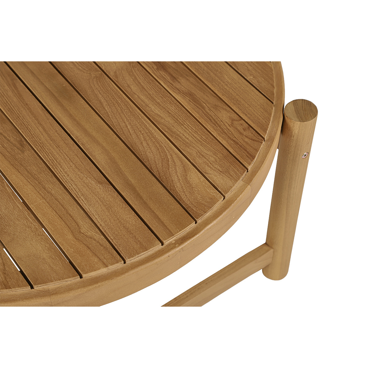 Table basse de jardin ronde en bois teck massif D80 cm MOANA couleur unique, MILIBOO