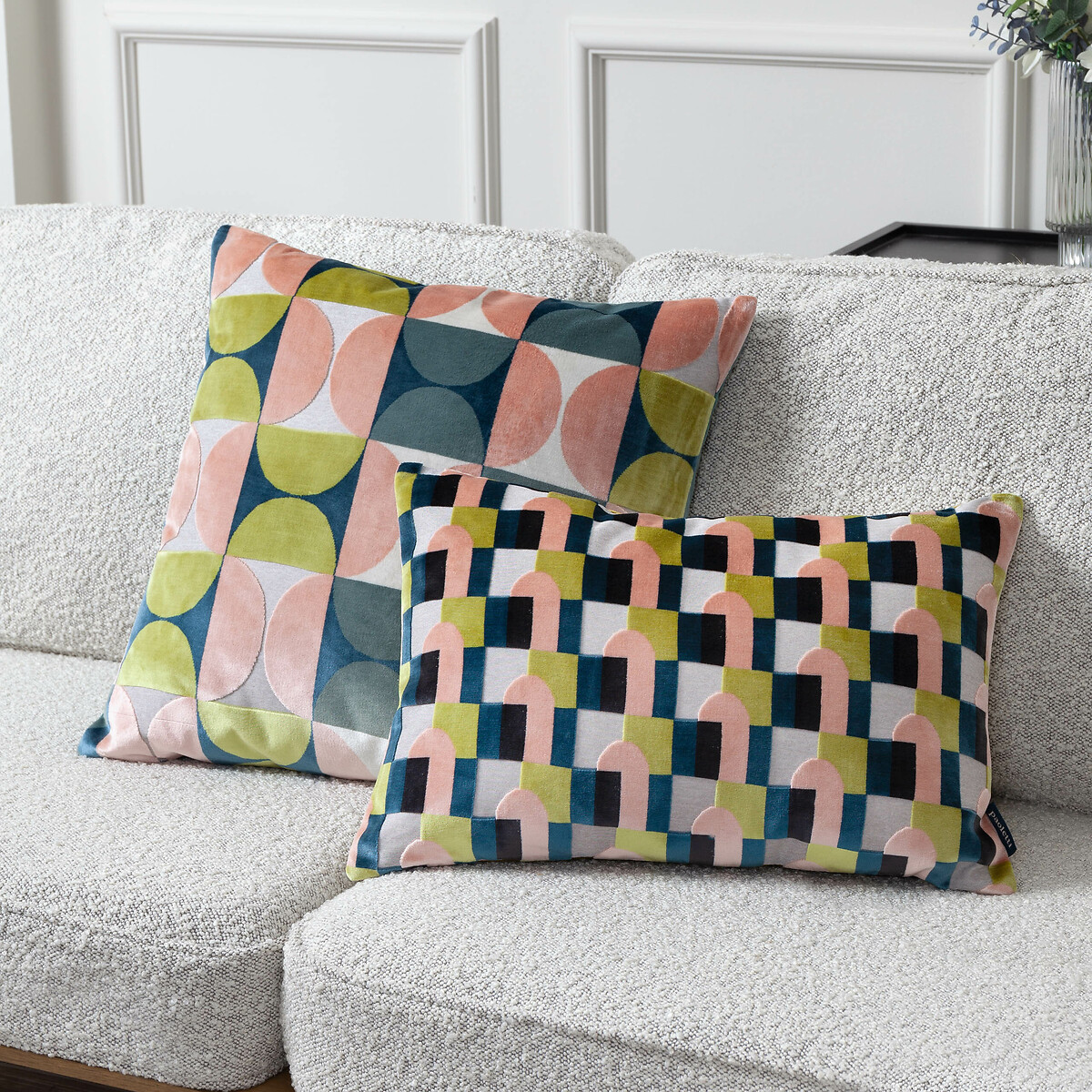 Keela Cut Velvet Cushion pink, PAOLETTI