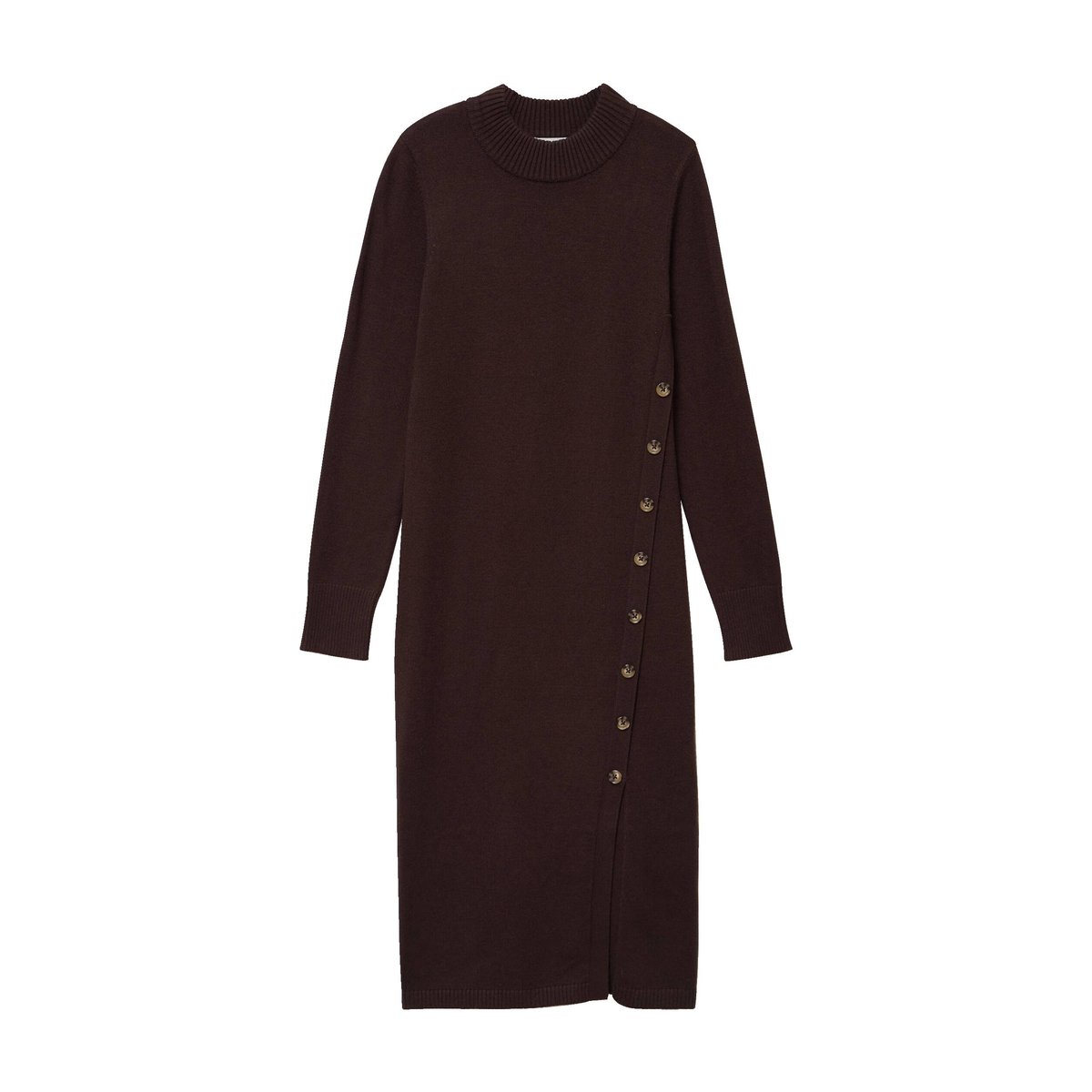 Robe pull ajustée manches longues marron foncé, CACHE CACHE
