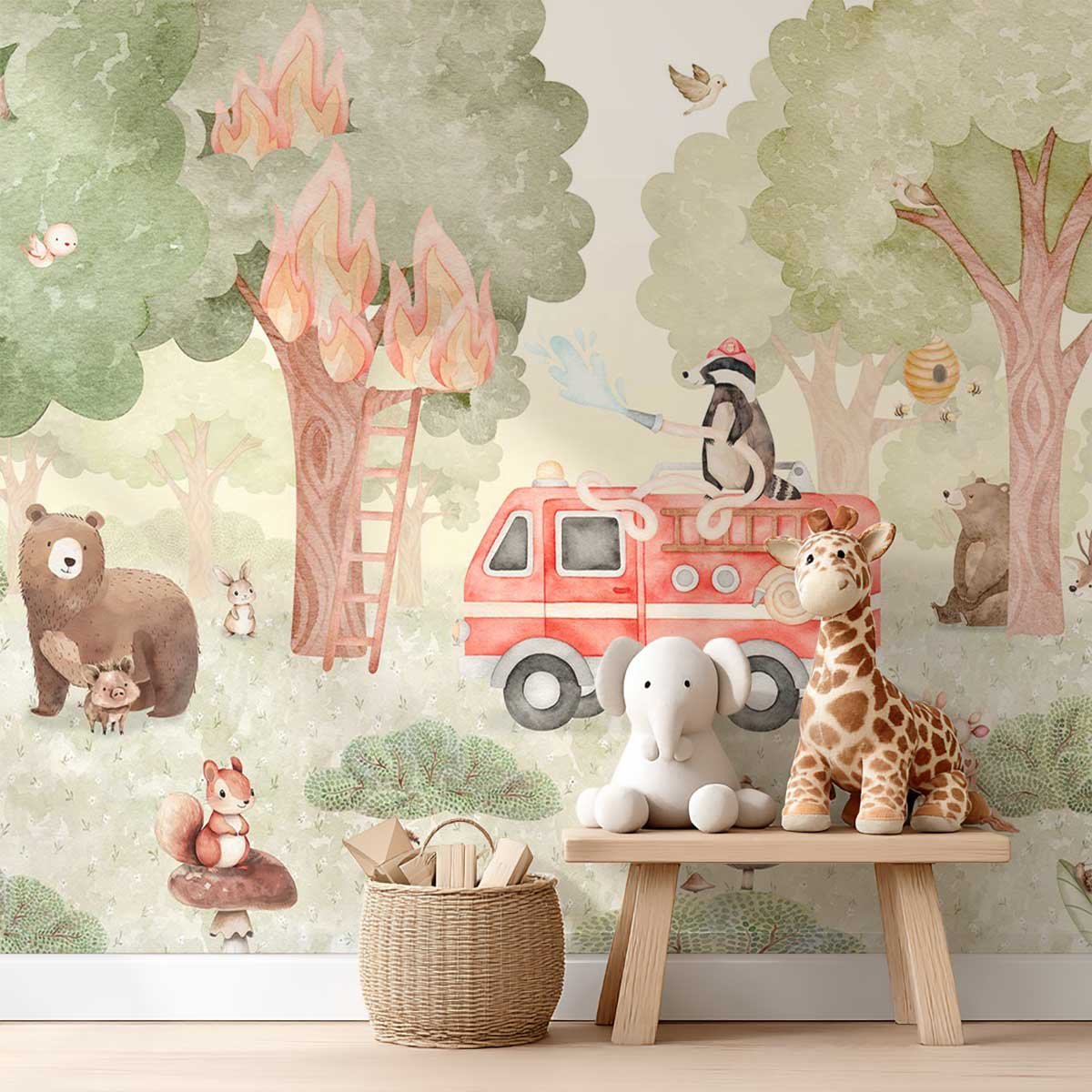 Papier peint animaux Les Sauveurs de la Forêt vert, HEXOA