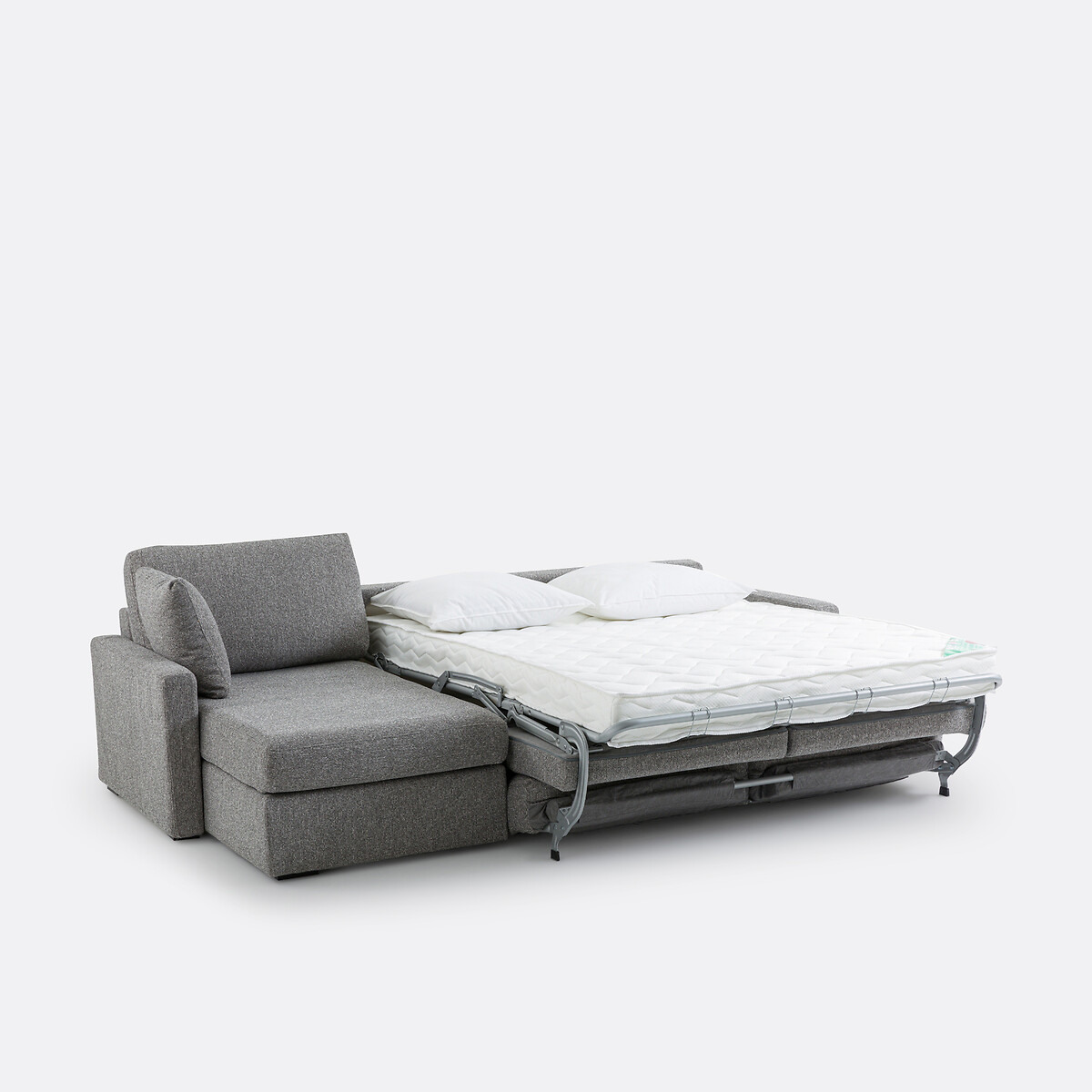 Canapé d'angle, convertible, 4 places, en texturé chiné, Comfort Bultex®, TIMOR gris clair, LA REDOUTE INTERIEURS