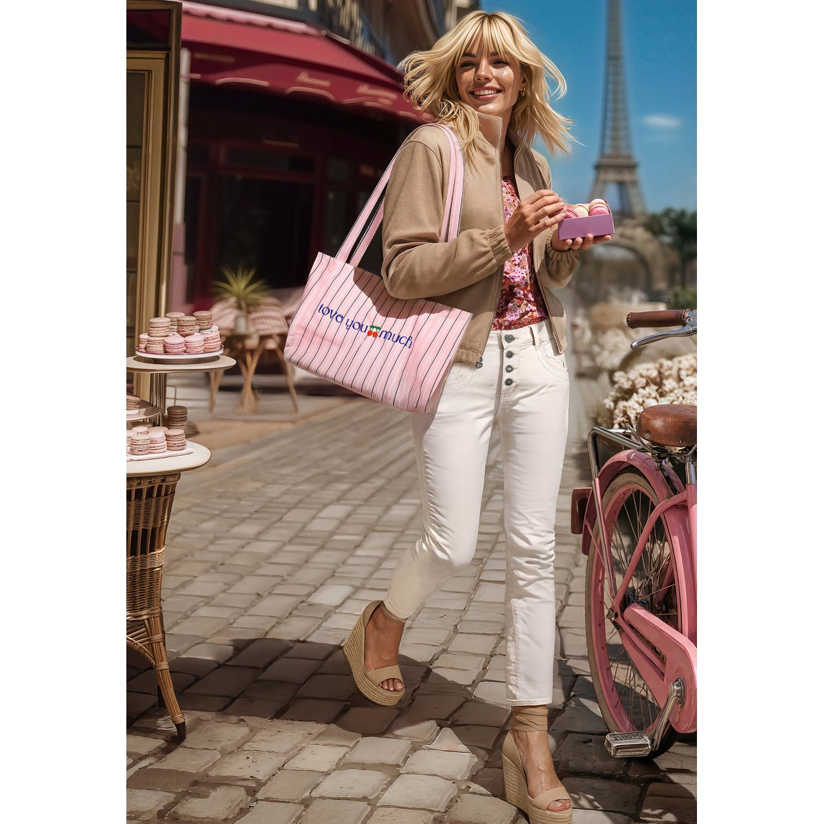Jean Boyfriend de style vintage silky beige, CARTOON