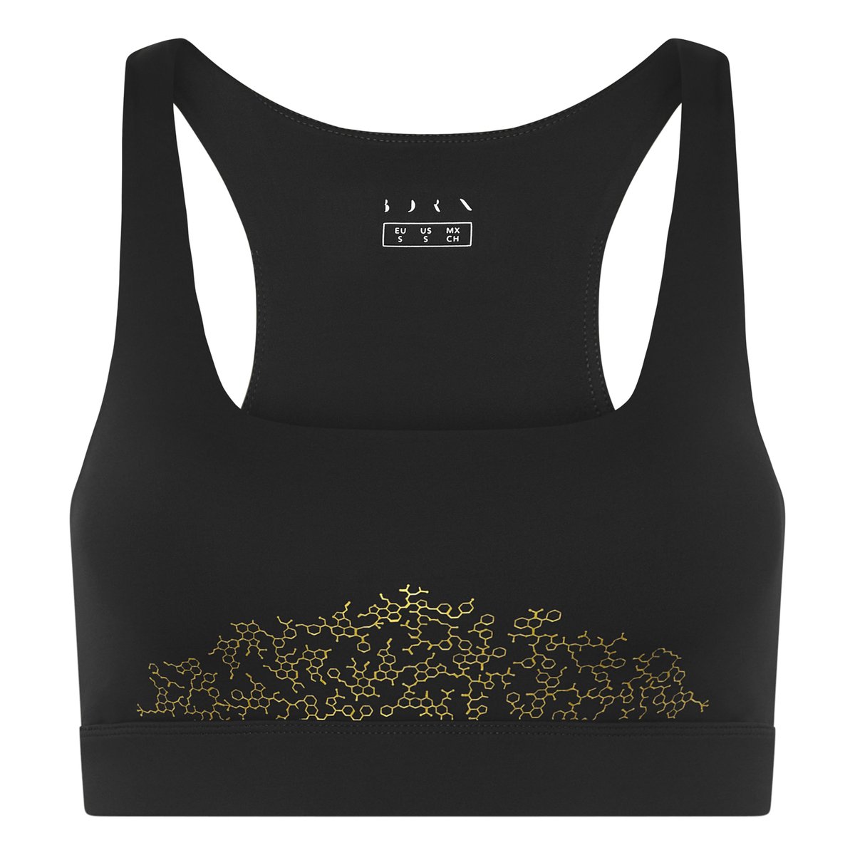 Brassière de sport femme Isla Maintien élevé séchage rapide noir profond, BORN