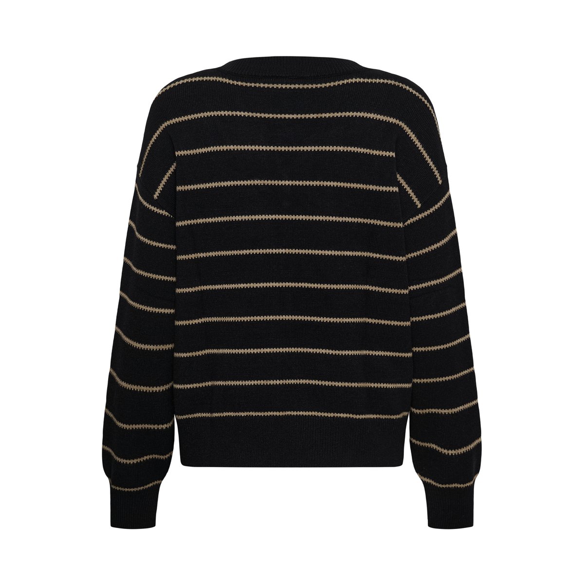 Pullover tricoté noir beige black/desert taupe m. stripe, KAFFE