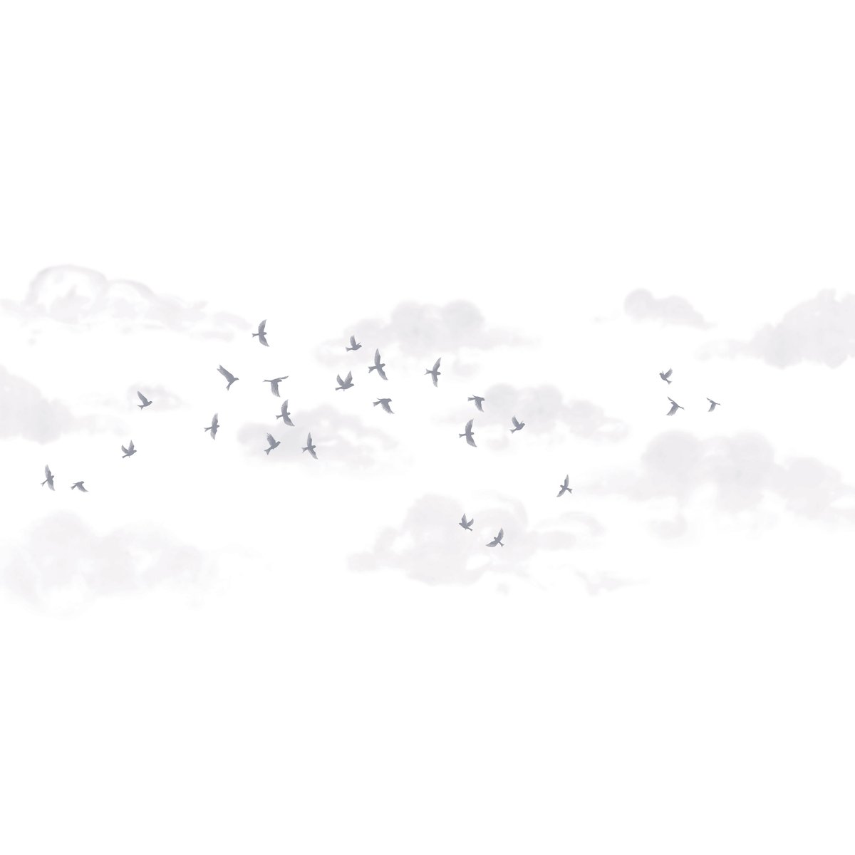 Papier peint panoramique Murmuration, Beige 525 x 250cm gris, ACTE DECO