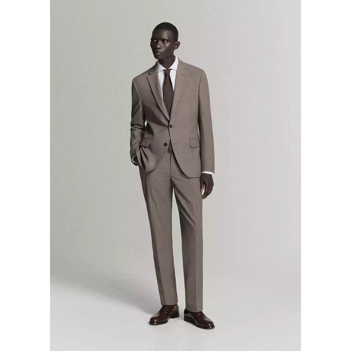 Veste de costume London regular-fit marron moyen, MANGO MAN