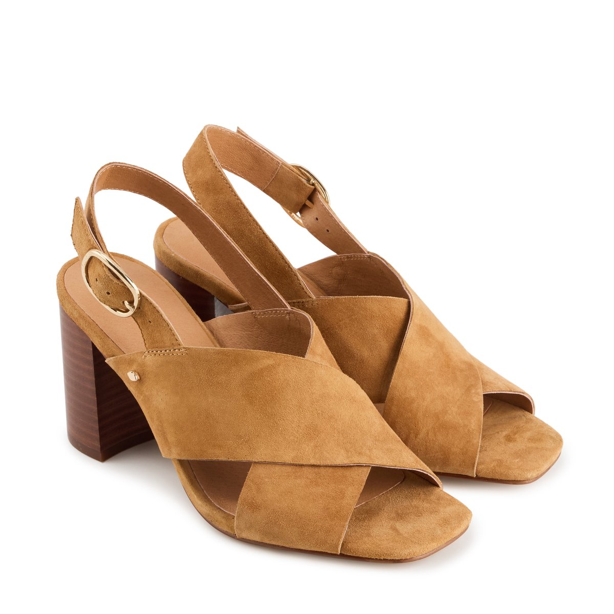 Sandales à Talons En Cuir Claudia Cuir Suede suede camel, BONS BAISERS