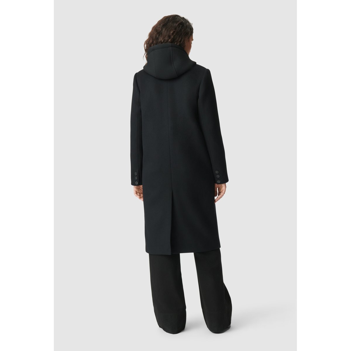 Manteau long parementure à capuche amovible noir, IKKS