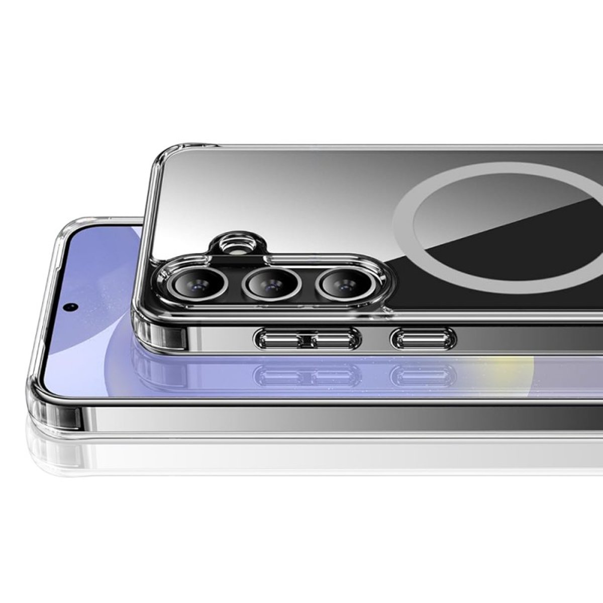 Coque Anti-choc Magnétique compatible Magsafe pour Galaxy S24 Transparente + 2 vitres transparent, EVETANE