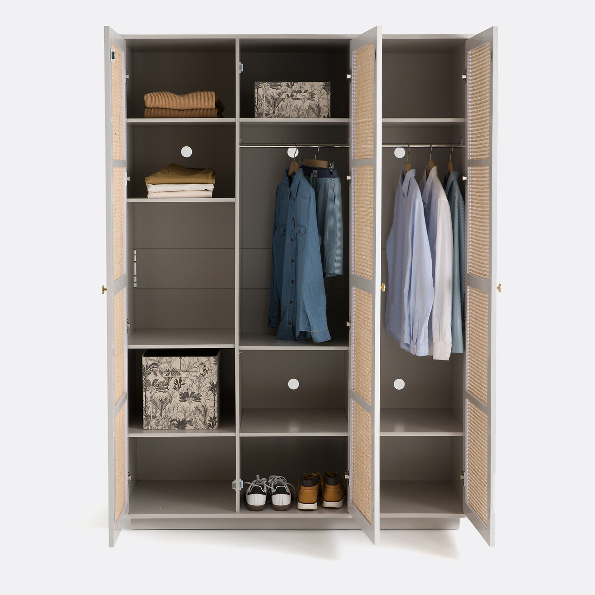 Armoire 3 portes, Paola gris/naturel, LA REDOUTE INTERIEURS