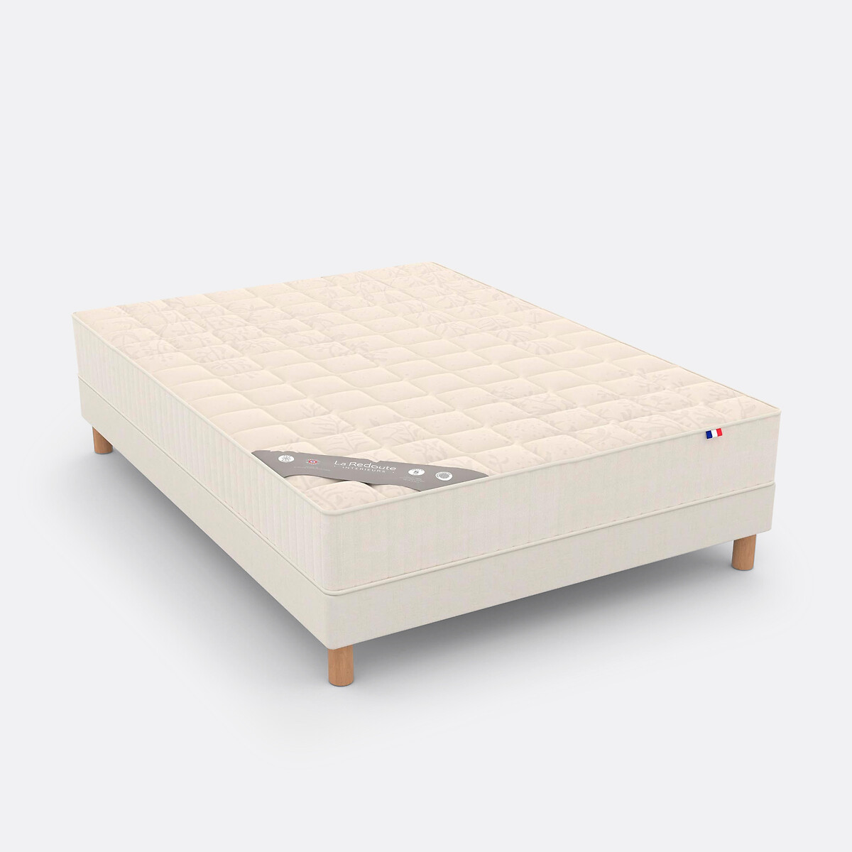 Ensemble matelas 520 ressorts, soutien ferme, accueil moelleux et sommier beige lin, LA REDOUTE INTERIEURS