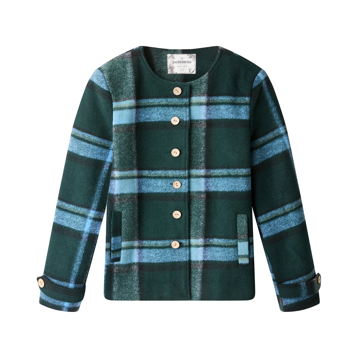 Veste à Carreaux avec Écharpe Amovible vert, JOE BROWNS