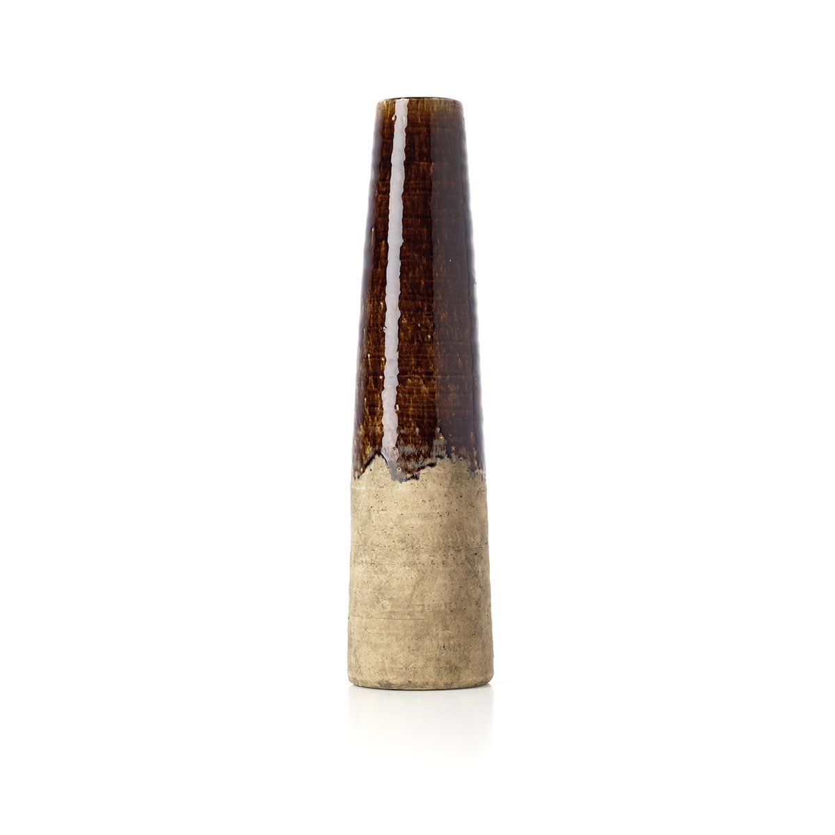 Vase en grès cérame AMBER CONE marron ambré, BAZAR BIZAR