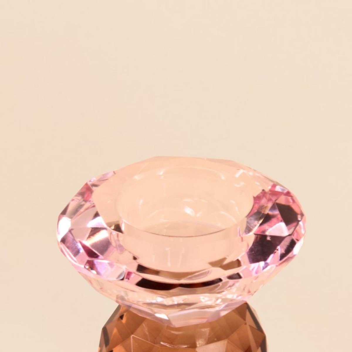 Bougeoir en cristal à facettes 9cm rose, HASHTAG DECO