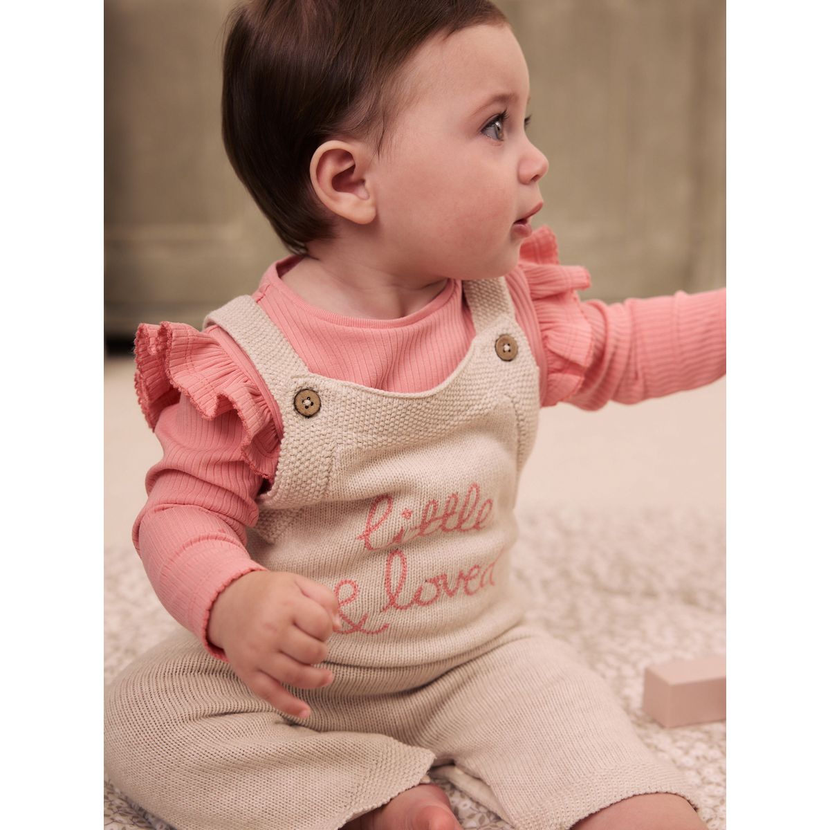 Ensemble salopette bébé maille écru, NEXT
