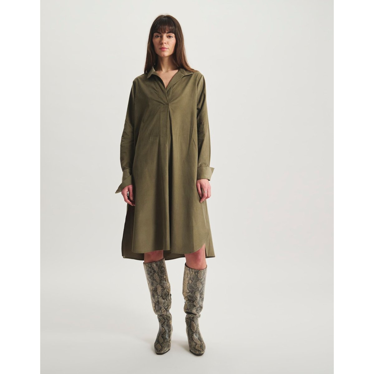Robe Noella en coton vert, INES DE LA FRESSANGE PARIS
