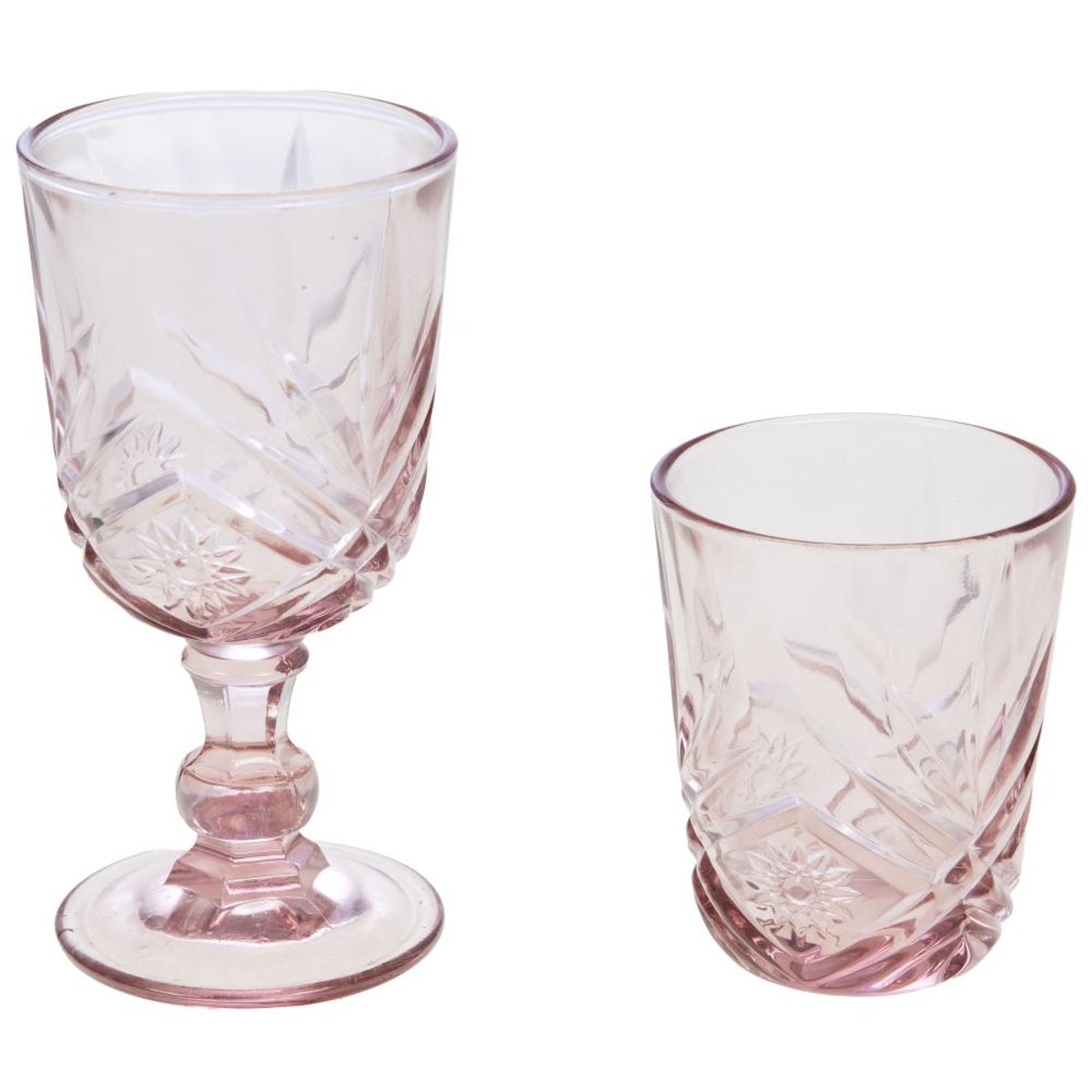Boîte de 6 verres à pied rose, AMADEUS