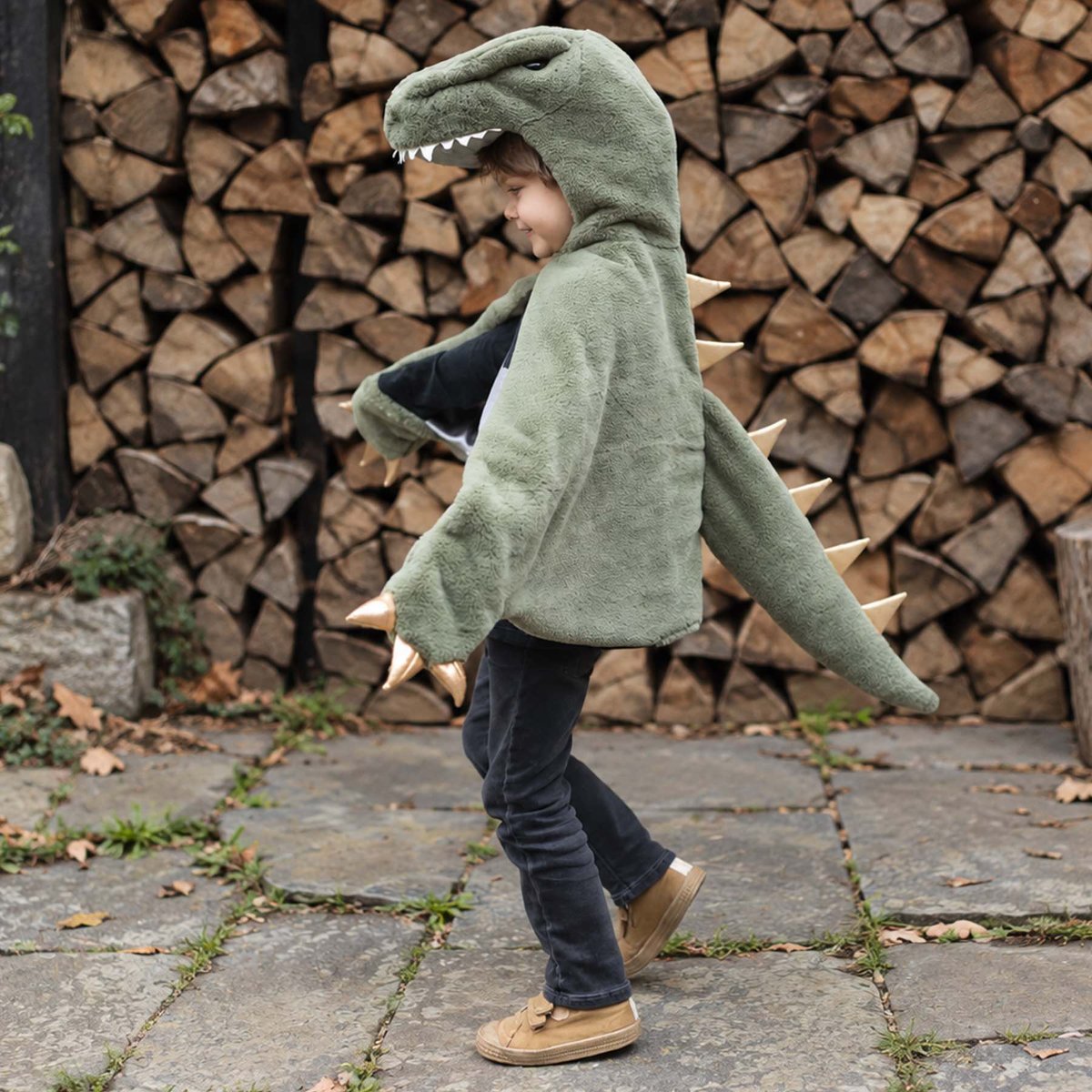 Déguisement enfant cape dinosaure T Rex toute douce vert, GREAT PRETENDERS
