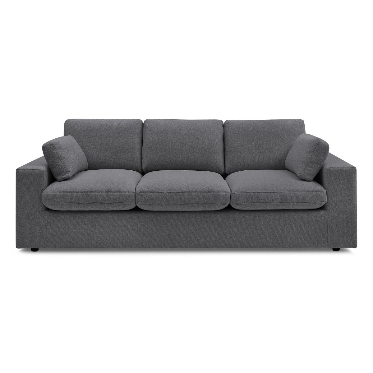 Canapé droit fixe 3 places en tissu, BELAIR gris foncé, BOBOCHIC