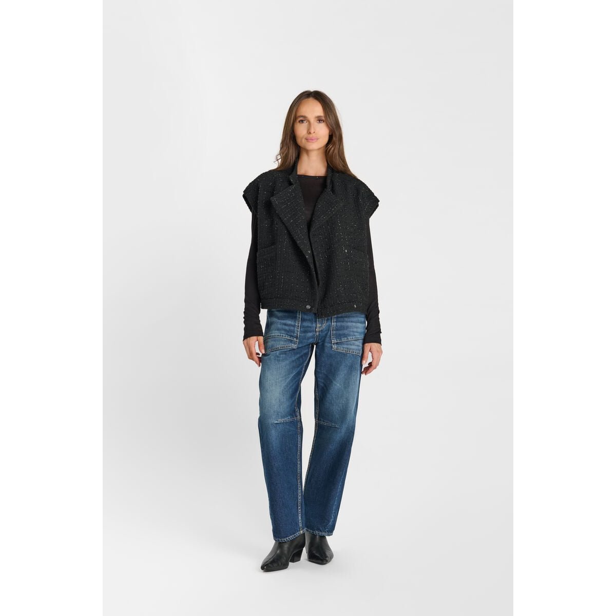 Veste sans manches FUNI black, LE TEMPS DES CERISES