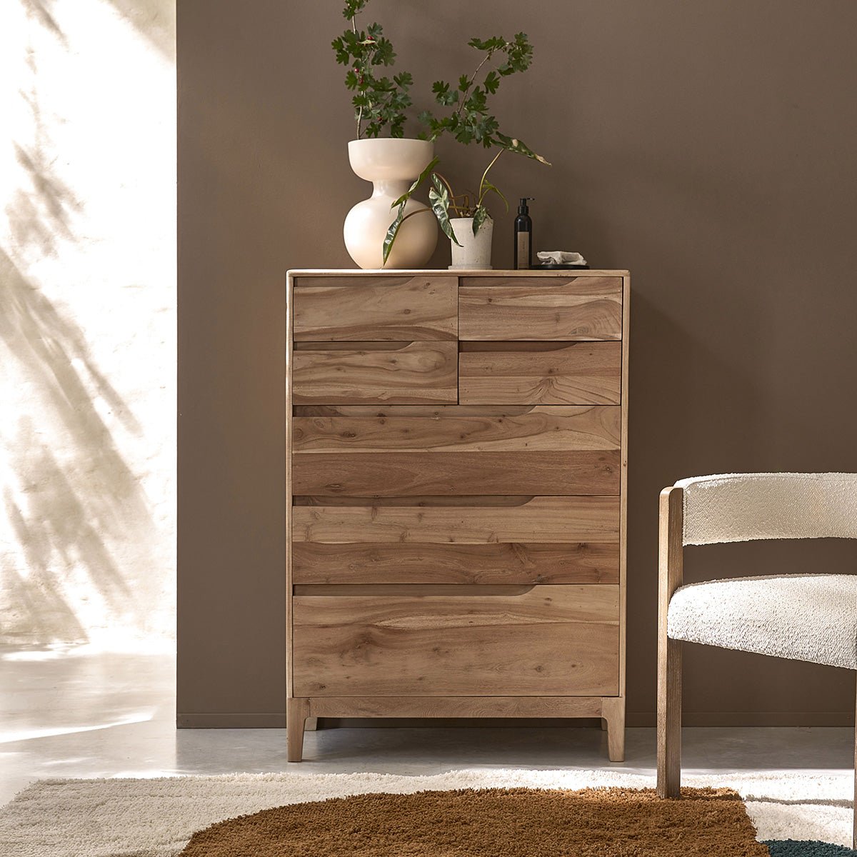 Commode en acacia massif SAMSO couleur unique, BERAH GETAH