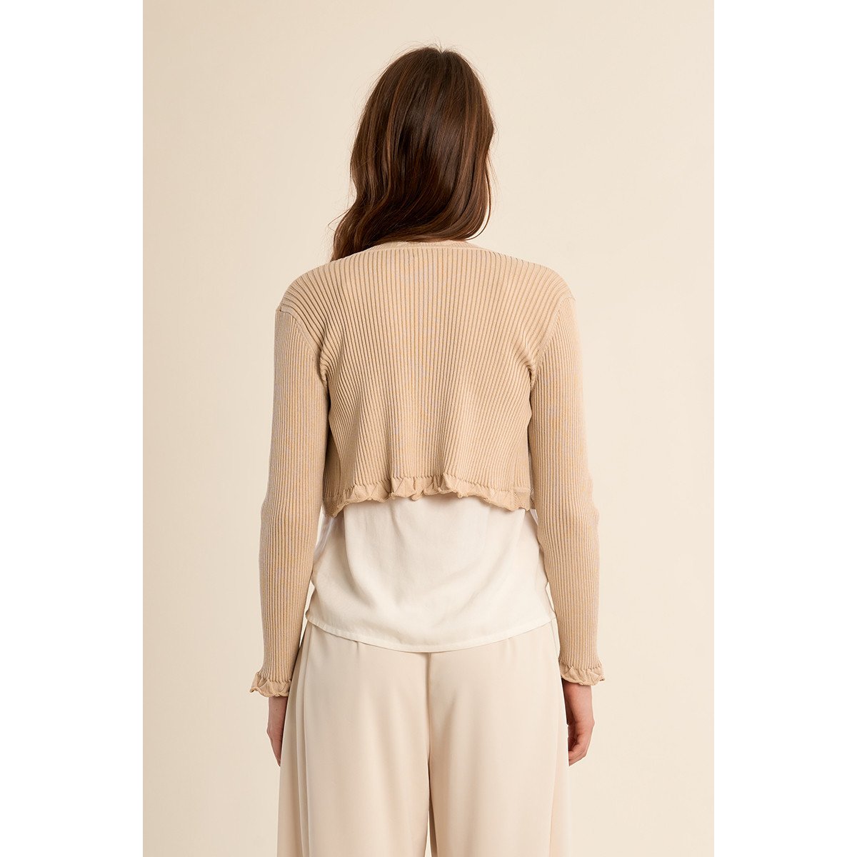 Boléro en maille basique beige, MOLLY BRACKEN