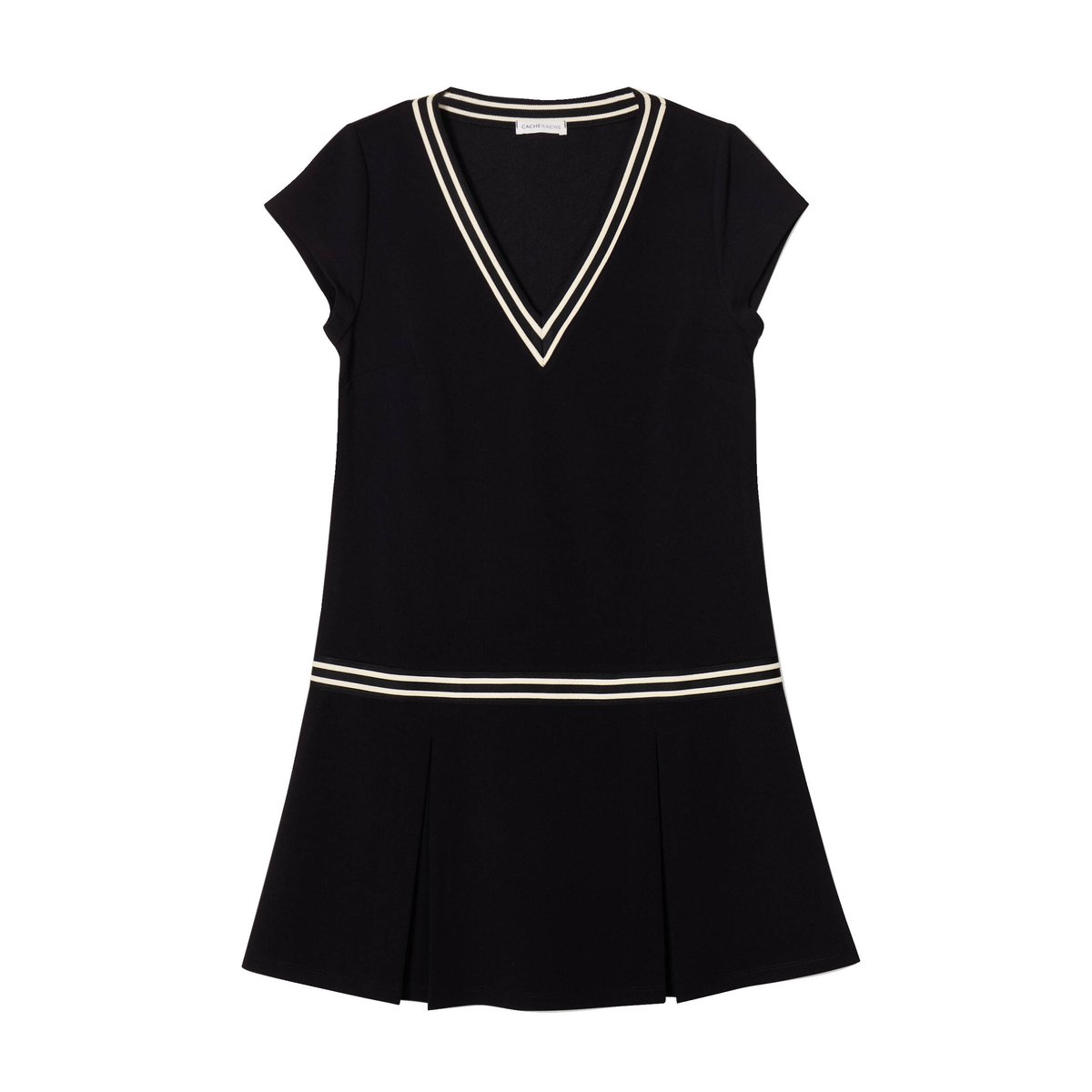 Robe évasée avec bandes noir, CACHE CACHE