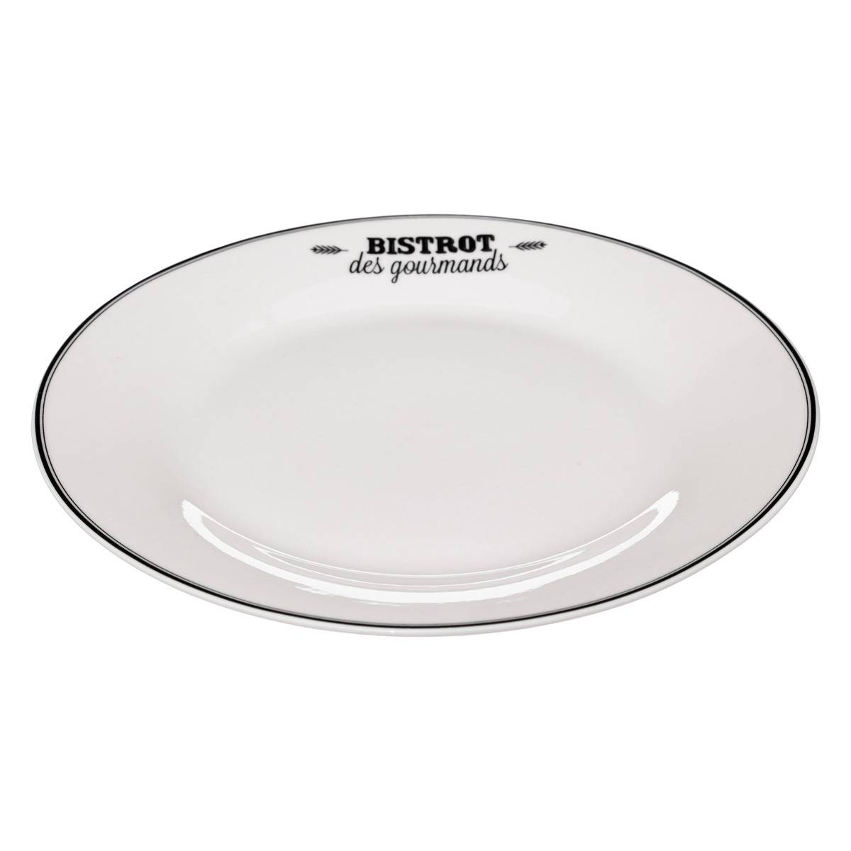Lot de 6 assiettes en céramique BISTROT blanc, SECRET DE GOURMET