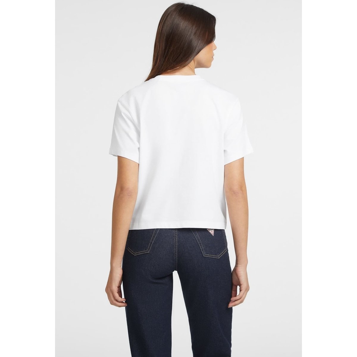 T-Shirt Boxy Mini Triangle blanc, GUESS JEANS