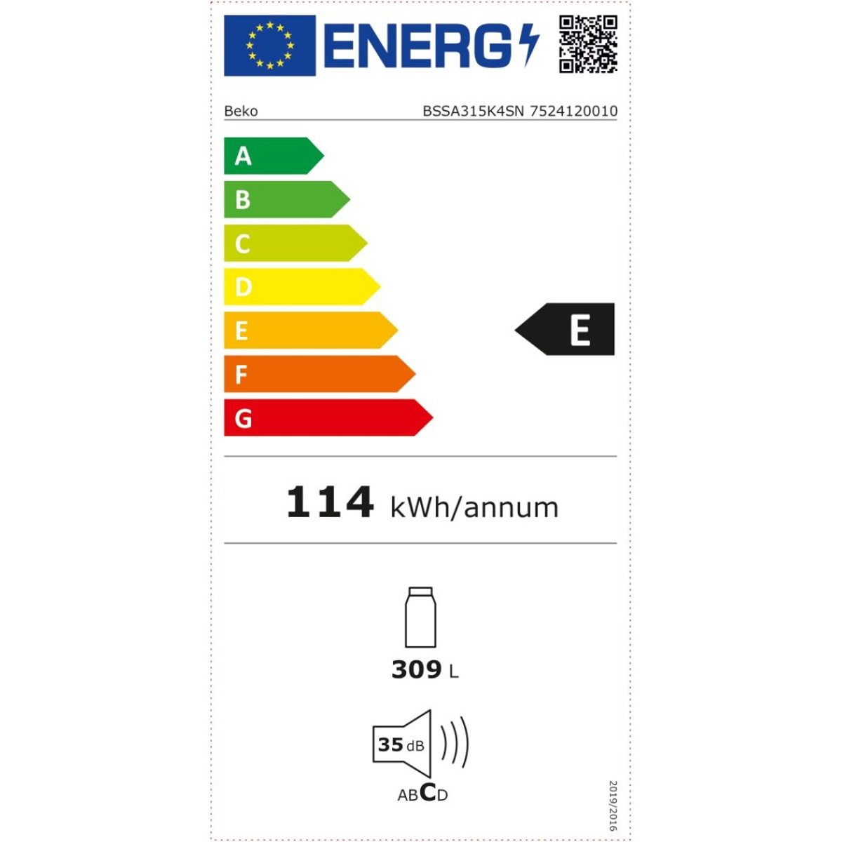 Refrigerateur integrable BSSA315K4SN intégrable, BEKO