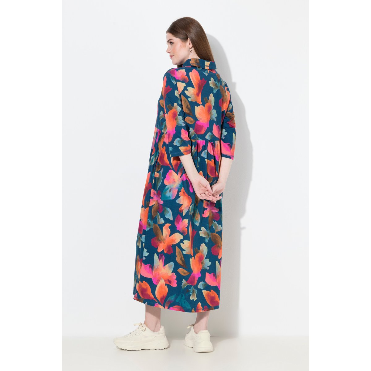 Robe maxi en jersey de coton bio marine, ULLA POPKEN