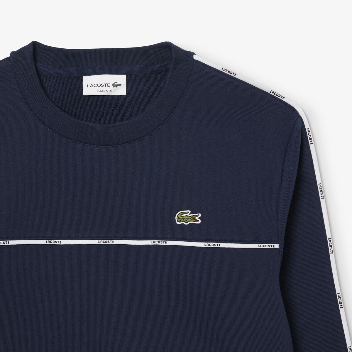 Sweatshirt molleton liserés griffés bleu-166, LACOSTE