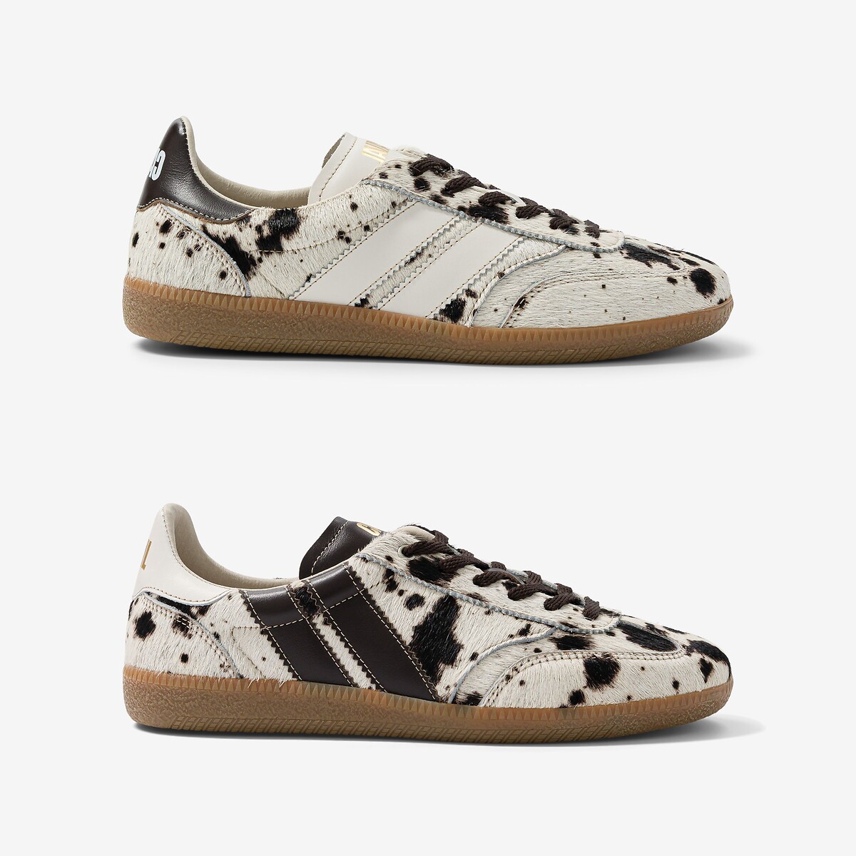 Baskets en cuir blanc/marron, CAVAL