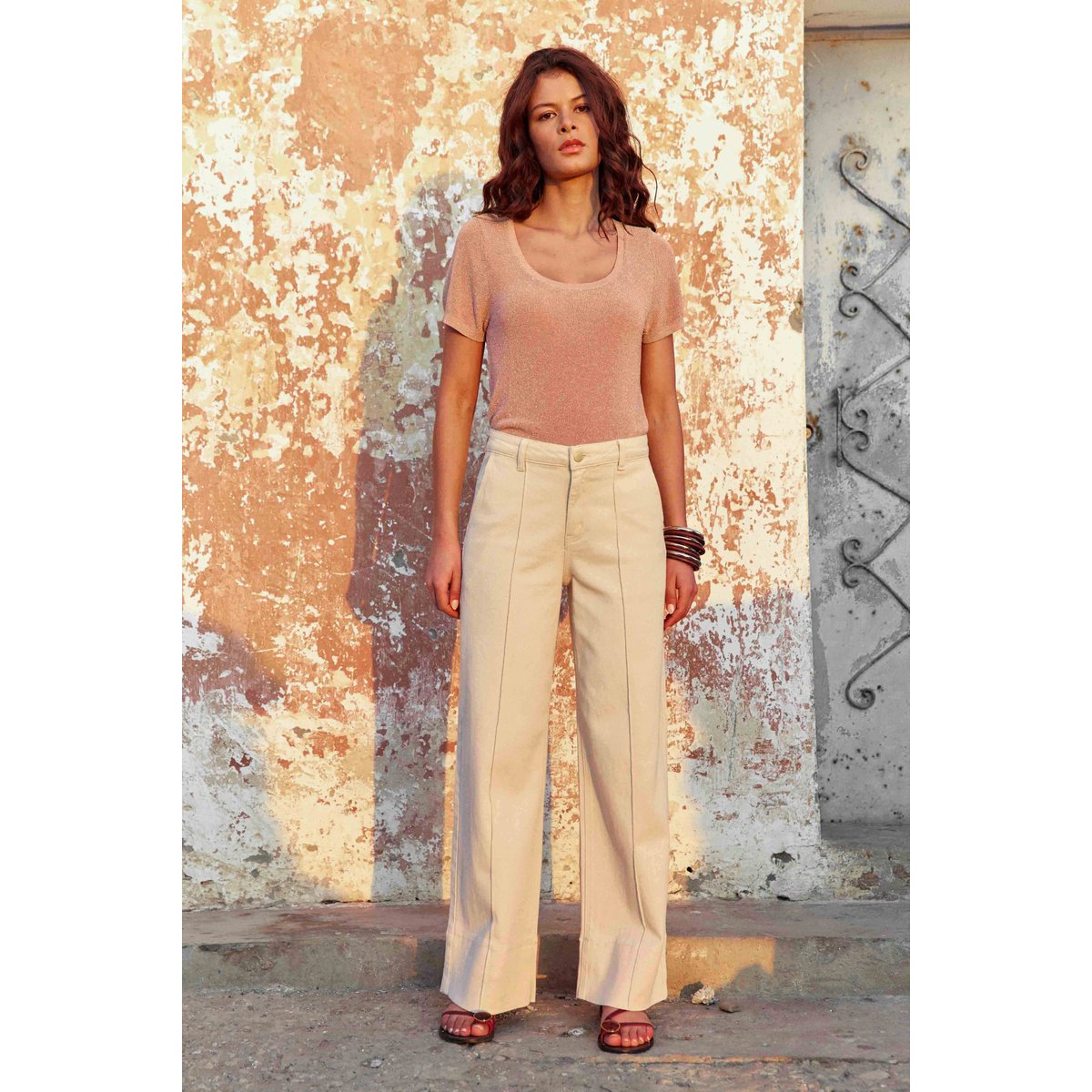 Pantalon droit uni PAOLA 05-naturel, LA PETITE ETOILE