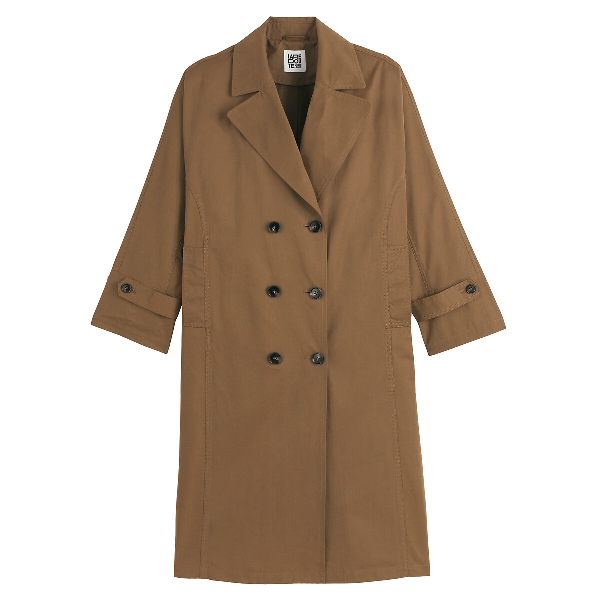 Long Oversized Double-Breasted Trench Coat khaki green, LA REDOUTE COLLECTIONS