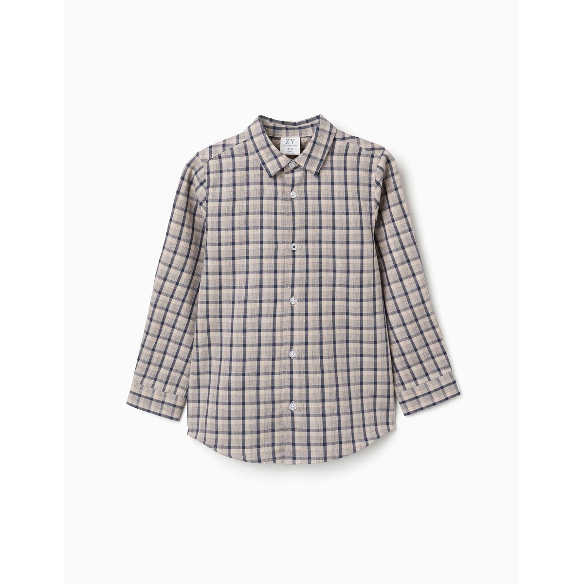Chemise en coton à manches longues et motif à carreaux bleu foncé, ZIPPY