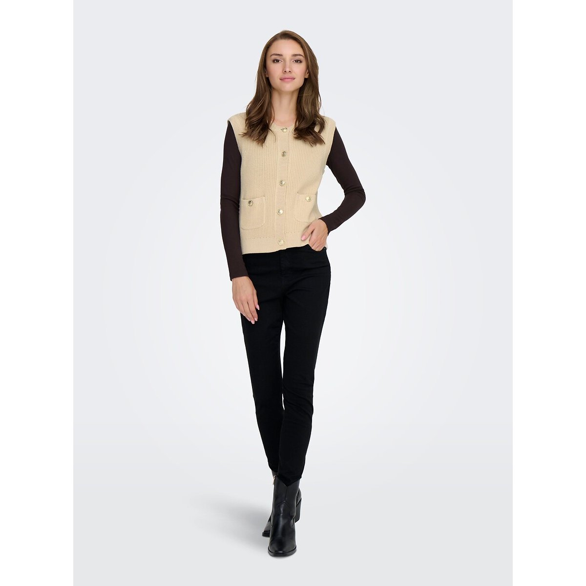 Gilet senza maniche abbottonato ecru , JDY