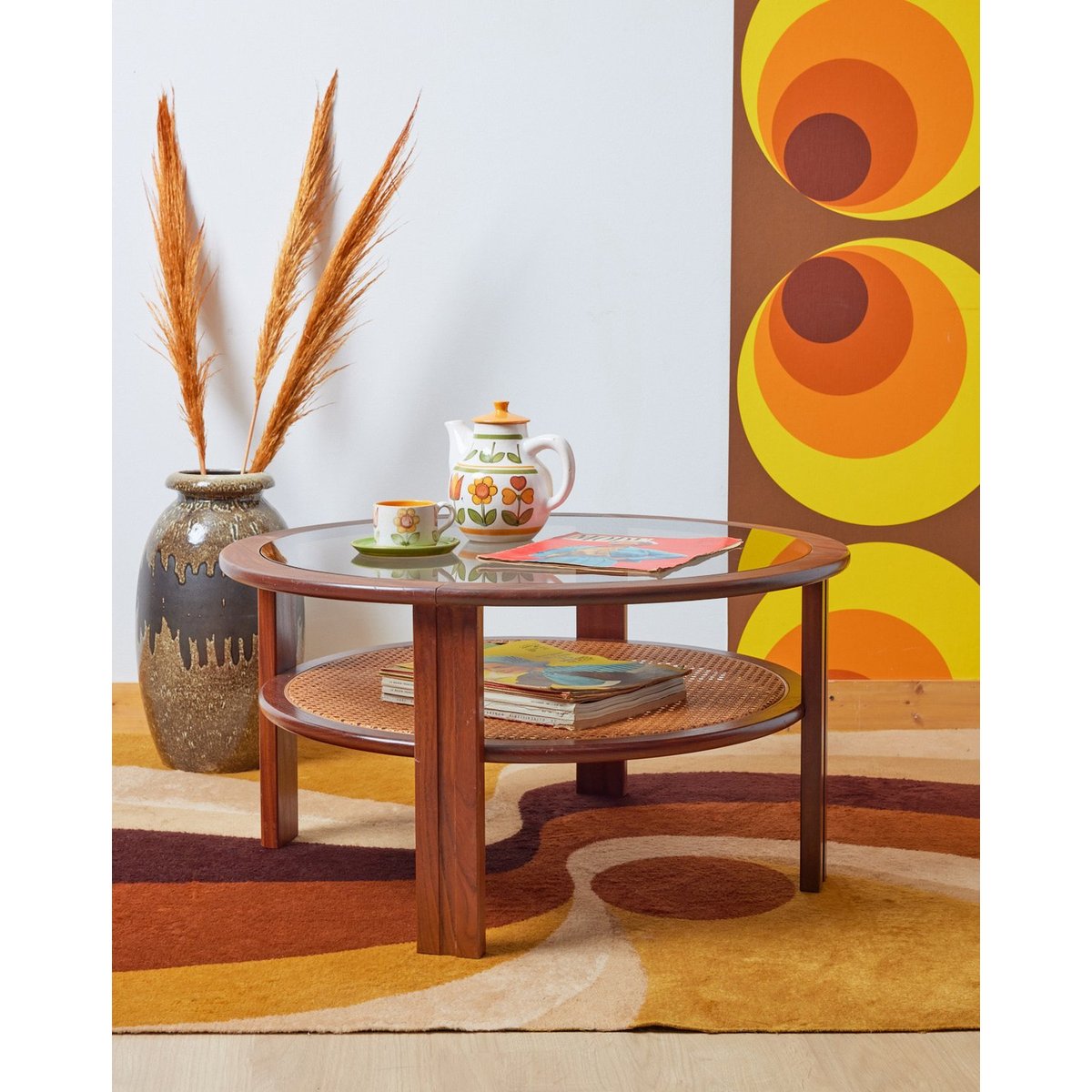 Table basse scandinave en bois foncé Donna N°736 - Bon état bois foncé, DEBONGOUT