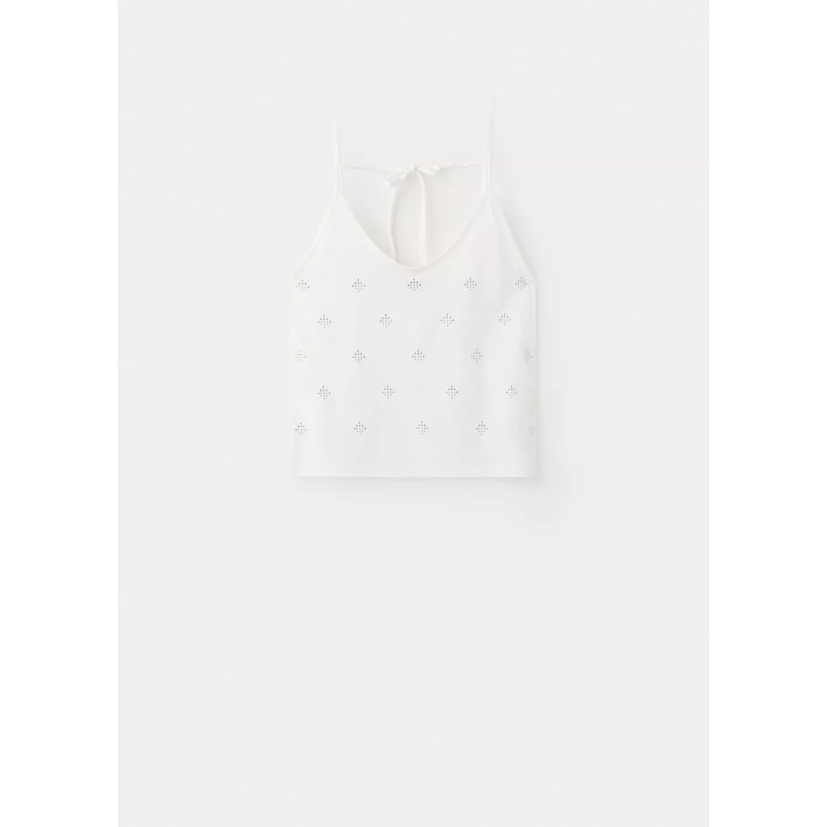 Top en coton à clous blanc cassé, MANGO TEEN