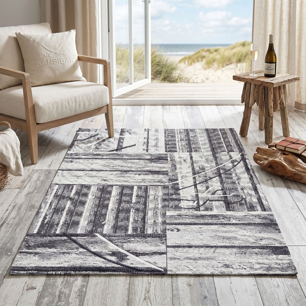 Tapis salon moderne - KEITUM gris, THEKO