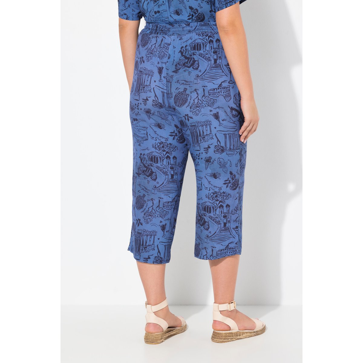 Jupe-culotte Rose. Taille élastique. Jambe bleu atlantique, ULLA POPKEN