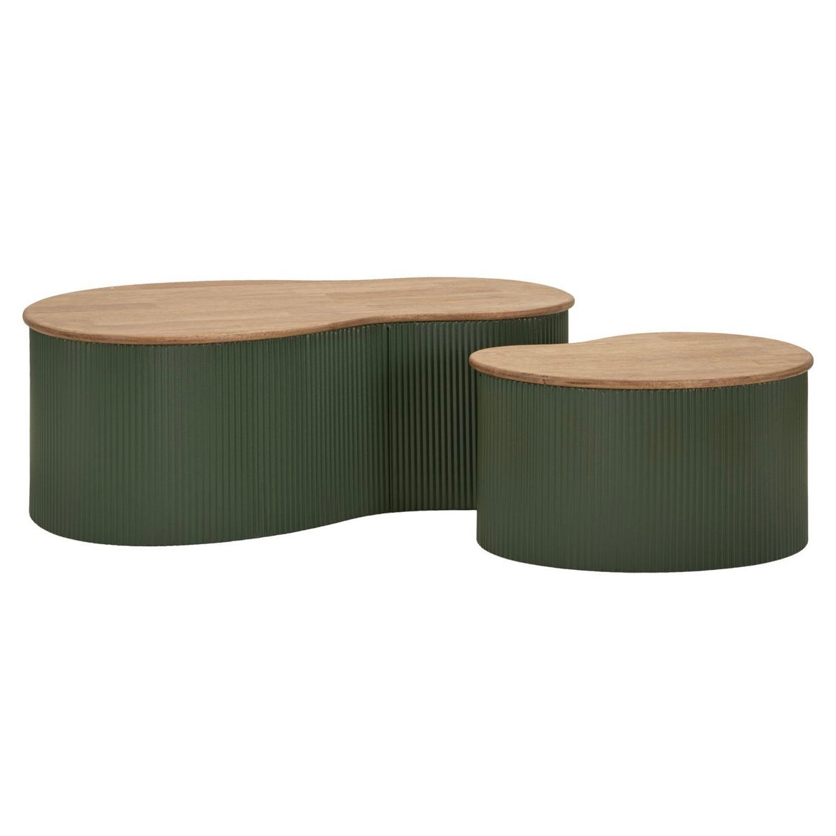 Set de 2 tables basses en bois et acier - FOREST vert et marron, MATHI DESIGN
