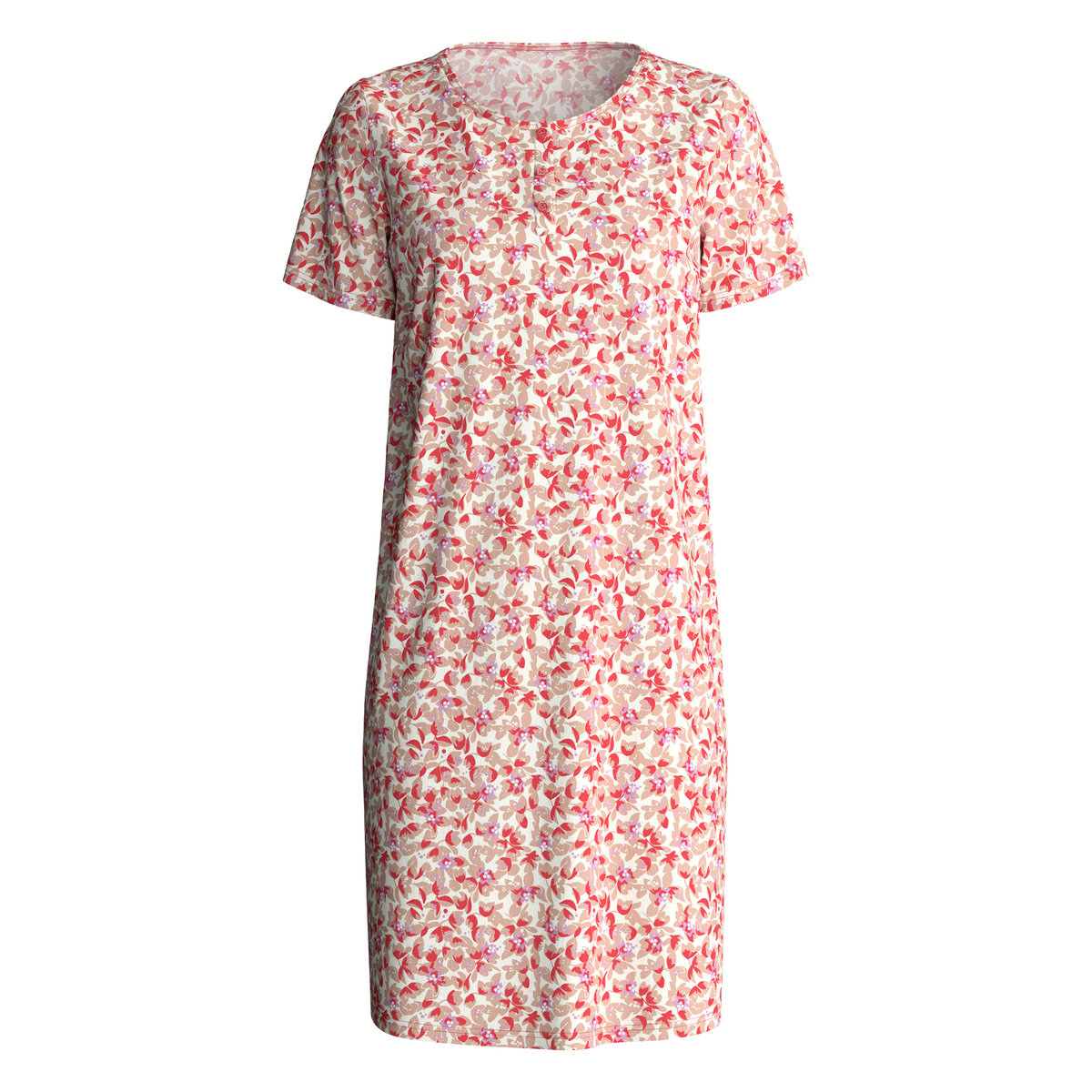 Chemise de nuit à manches courtes, longueur 95 cm manches courtes Coton FLOWER NIGHTS rose of sharon, CALIDA