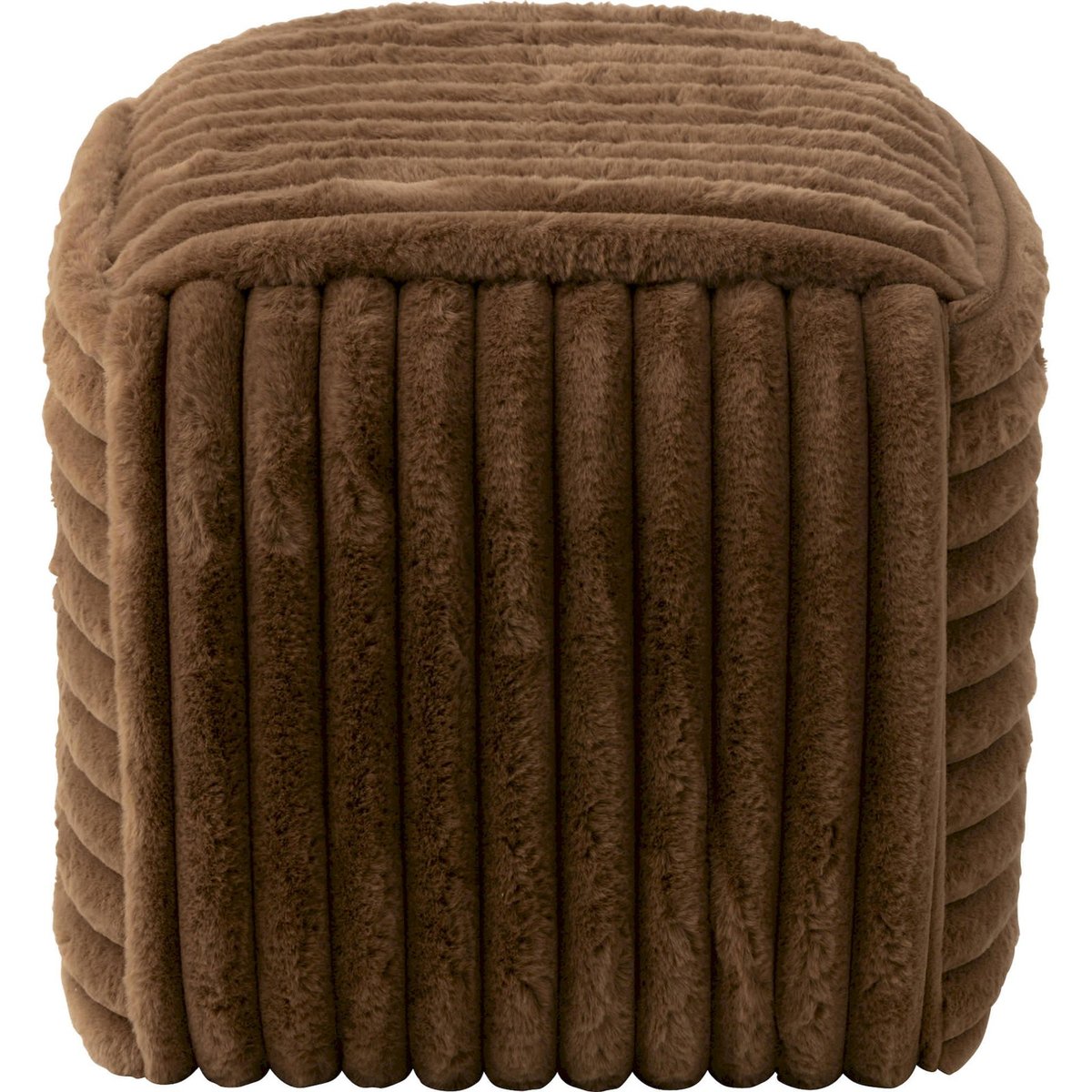 Pouf côtelé en tissu marron, RECOLLECTION