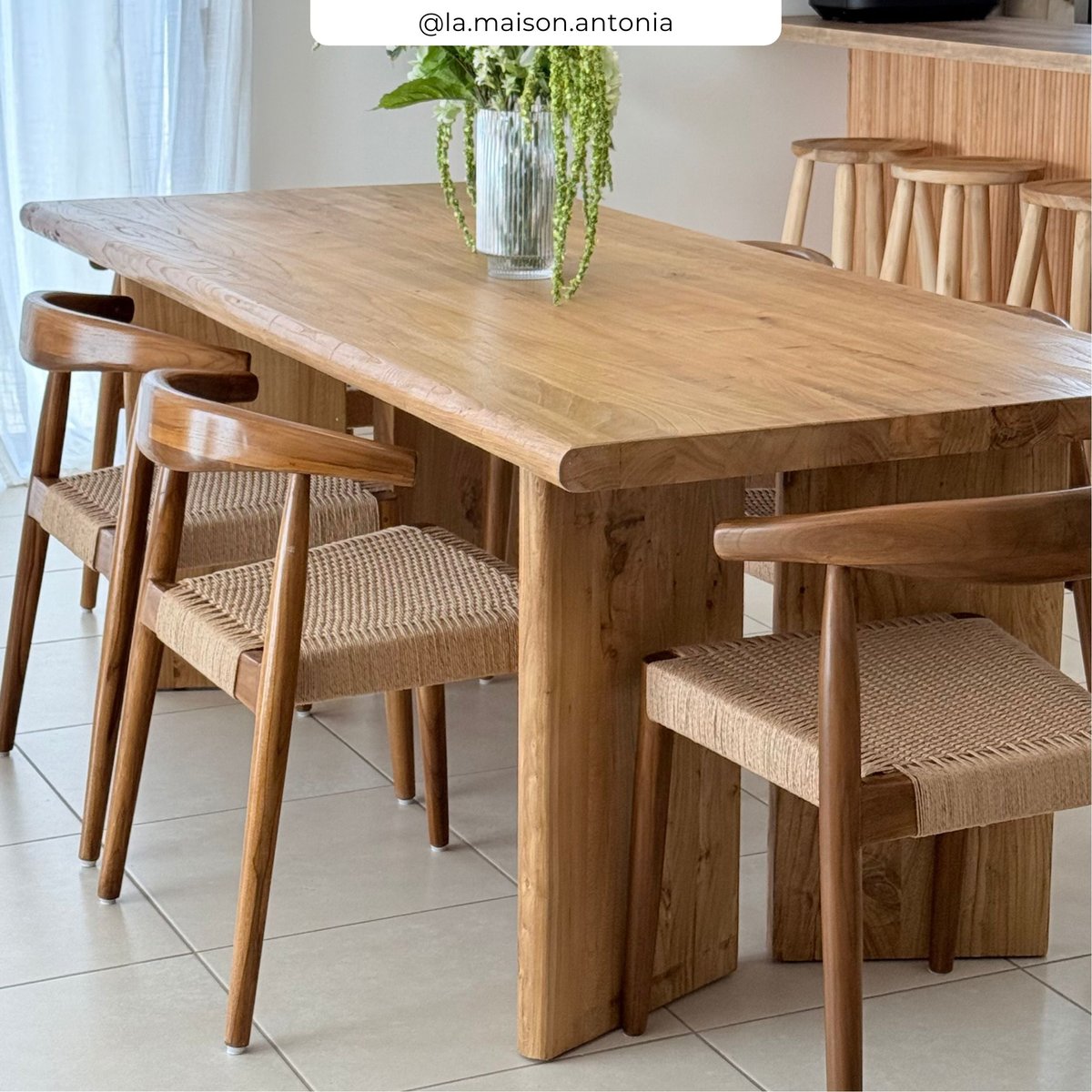 Table rectangulaire en bois d'orme 8 personnes - ALBANE marron, MAISON PAVANE