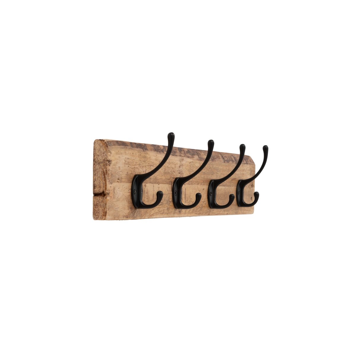 Porte-manteau mural bois massif recyclé et métal - SEKAI marron, HANNUN