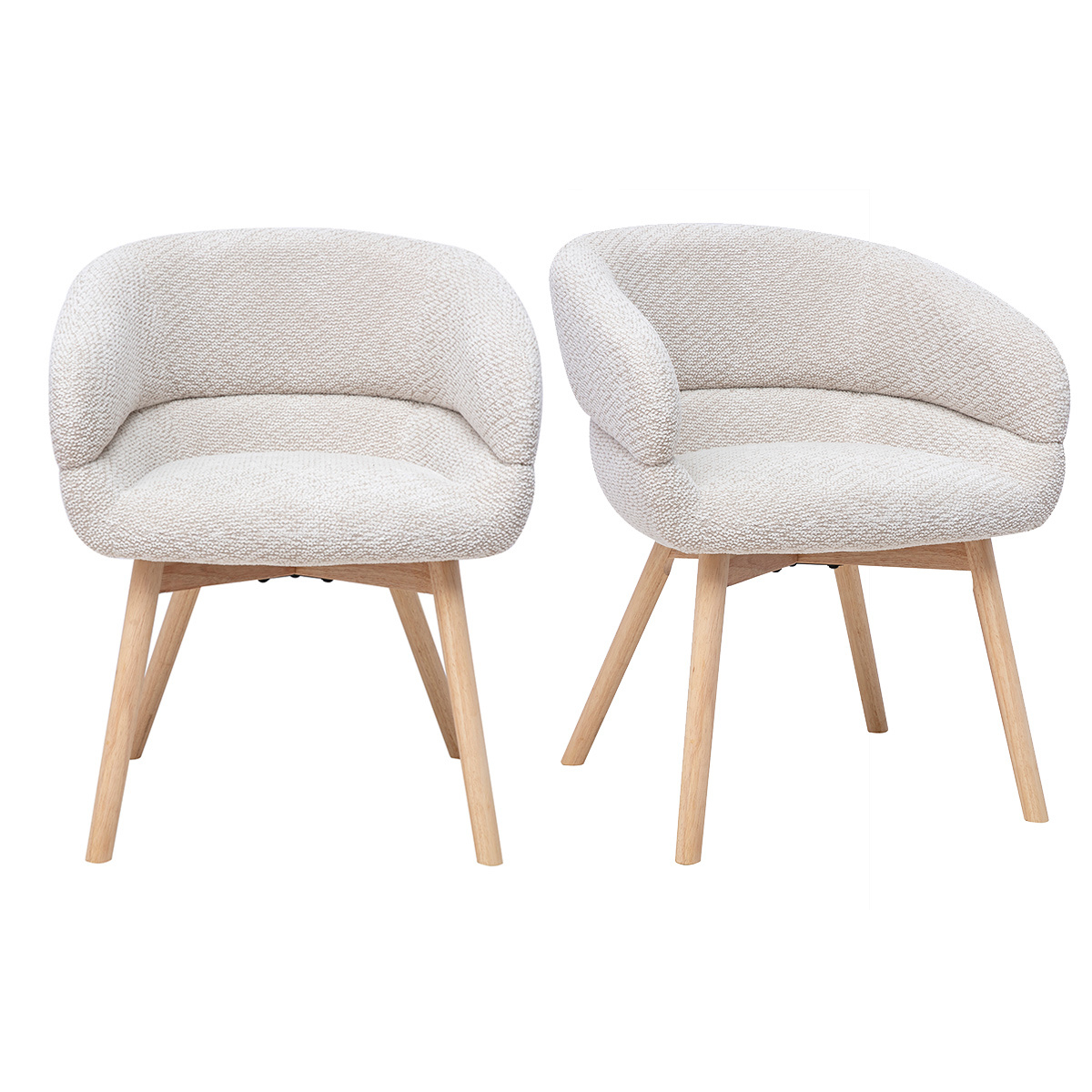 Chaises en tissu velours chenille beige et bois clair (lot de 2) TIGGY beige, MILIBOO