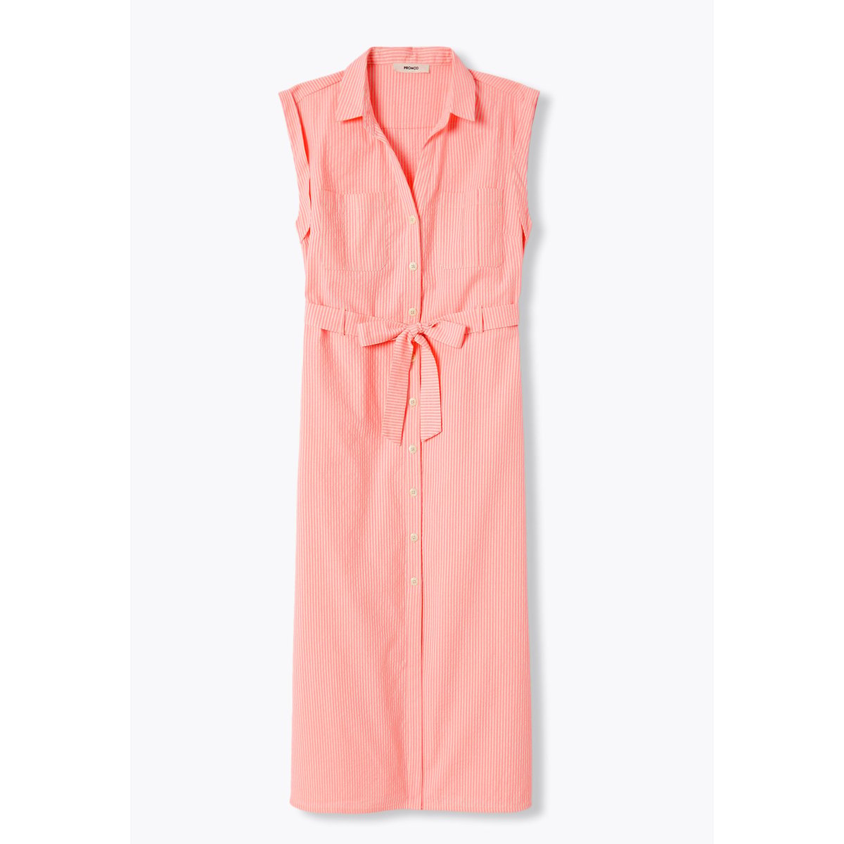 Robe mi-longue ceinturée rayé rose, PROMOD